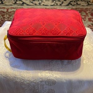 Givenchy Red Monogrammed Makeup travel Cosmetic Bag zippered pouch
